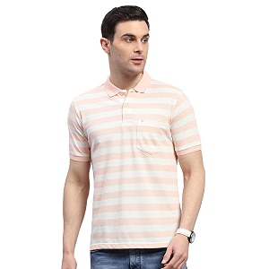 Monte Carlo Mens Striped Polo Collar Half