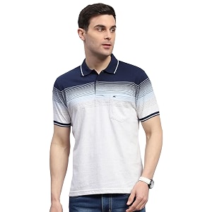 Monte Carlo Mens Striped Polo Collar Half