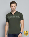 MONTE CARLO Printed Men Polo Neck Green