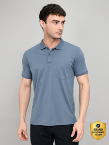 MONTE CARLO Solid Men Polo Neck Blue