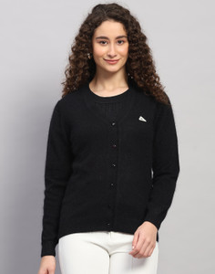 MONTE CARLO Solid V Neck Casual Women