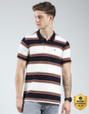 MONTE CARLO Striped Men Polo Neck Blue