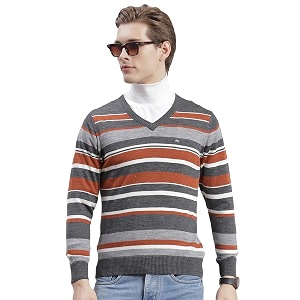 Monte Carlo Royal Blue Striped V Neck