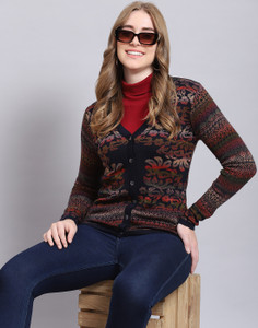 MONTE CARLO Women Self Design V Neck