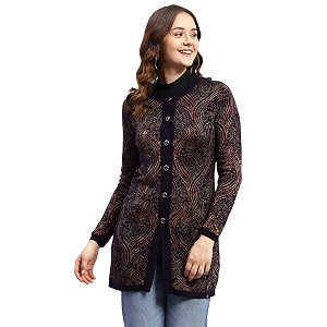 Monte Carlo Womens Self Design Round Neck