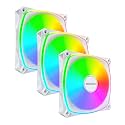 MONTECH RX120 PRO ARGB PWM 120mm Fan 3-Pack, High-End, Reverse Blade, 360° ARGB Lighting, Rifle Bearing, Quiet Low-Noise, 600–1600RPM, Fan Hub Included, White
