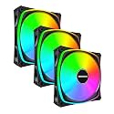 MONTECH RX120 PRO ARGB PWM 120mm Fan 3-Pack, High-End, Reverse Blade, 360° ARGB Lighting, Rifle Bearing, Quiet Low-Noise, 600–1600RPM, Fan Hub Included, Black