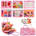 MEGRANATE Montessori Busy Board, Busy Book Educational Learning Toys for Kids Quiet Book Activity Books Fine Motor Skills Toys for 3+ Year Old Kids (Pink)