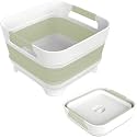 MontNorth 2.4 Gal Collapsbile Wash Basin with Drian Plug,9L Dish Pan for Soaking Baby Bottles,Portable Sink, Multiuse Foldable Bucket,Ice Beverage Tubs for Camping, Vegetable Washing, RV (Green)