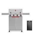 Monument Grills 4 Burner Stainless Steel Propane Gas Grill M2, 500°F in 5 Mins, 525 sq.in, 37,000 BTU, with Broil Zone, Foldable Side Shelves, Knob Controls, Built in Thermometer, with Cooking Plate