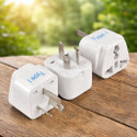 MOOKA Type I Travel Plug Adapter – Universal Socket (Pack of 3) Australia/New Zealand Plug Adapter Type I Three Pin Plug (White)