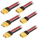 MOOKEERF 3 Pairs XT60 Plug Female and Male Connector with 55mm 10AWG Wire for RC Lipo Battery FPV Racing Drone