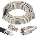 MOOKEERF CB Coax Cable 25ft,Low Loss RG8X Stranded Core CB Antenna Cable with PL-259 and FME/PL259 Male Connector - 25 Foot