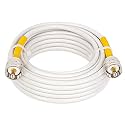 MOOKEERF CB Coax Cable, 25ft RG8X PVC White Marine Coaxial Cable, UHF PL259 Male to Male Connector for CB, HAM, VHF Radios &amp; SWR Meter/Antenna Analyzer