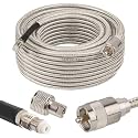MOOKEERF CB Coax Cable 30ft,RG8X Stranded Core CB Antenna Cable with PL-259 and FME/PL259 Male Connector - 30 Foot
