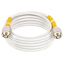 MOOKEERF PL259 CB Coax Cable - 15ft RG8x UHF Male PL-259, PVC White Marine Antenna Cable, 50 Ohm UHF Jumper for CB Radio, Ham Radio, Antenna Analyzer, Dummy Load and SWR Meter