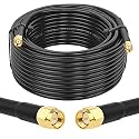 MOOKEERF RG58 SMA Cable - 50FT Low Loss SMA Male to Male Cable Extension 50 ohm for 3G/4G/LTE/GPS/RF Radio/WiFi Antenna Applications