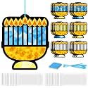 Mooliwe 24 Sets Kwanzaa Kinara Craft Kit DIY, Blue, Hanukkah Style