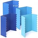 Mooliwe 4 Pack 21" x 14" Blue Trifold Poster Board, Mini Foldable Corrugated Presentation Display Board with Scalloped Border for Science Fair Events, School Projects, Back to School Supplies