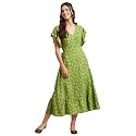 Moomaya Women39s Printed Dress V-Neck Short Sleeves