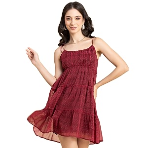Moomaya Women Printed Mini Dress Strappy Shoulders