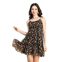 Moomaya Women Printed Mini Dress Strappy Shoulders