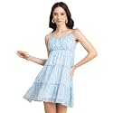 Moomaya Women Printed Mini Dress Strappy Shoulders