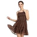Moomaya Women Printed Mini Dress Strappy Shoulders