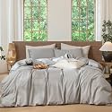 MooMee Striped Duvet Cover Set 100% Washed Cotton Linen Like
