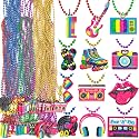 Moon Boat 36PCS 80s Party Decorations Favors: Retro Disco Rock Beads Bulk for Women, 1980s 80's Theme Accessories Supplies