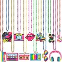 Moon Boat 48PCS 80s Party Decorations Favors: Retro Disco Rock Beads Bulk for Women, 1980s 80's Theme Accessories Supplies