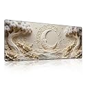 Moon Face Relief Mouse Pad, Luxury Beige Cotton Tree &amp; Flower Decor Desk Mat - Large Non-Slip Office PC Laptop Desk Pad - 31.5"x11.8" x 3mm