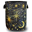 Moon Starry Sky Laundry Hamper Oxford Cloth Foldable Basket 18.9x16.5 Inch