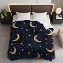 Moon Stars Night Sky Pattern Comforter Bedding Heavy Bed Blanket Soft Warm Fluffy All Seasons Only Quilt 264x229cm