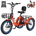 MOONCOOL Electric Tricycle for Adults, 500W/750W 20" Fat Tire Folding Trike