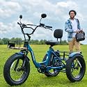 MOONCOOL Electric Tricycle for Adults, Fat Tire Folding Electric Trike