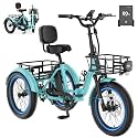 MOONCOOL Electric Trike for Adults, 500W/750W 20" Fat Tire Folding Tricycle