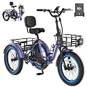 MOONCOOL Electric Trike for Adults, 500W/750W 20" Fat Tire Folding Tricycle