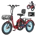 MOONCOOL Electric Trike for Adults, 500W/750W 20" Fat Tire Folding Tricycle