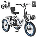MOONCOOL Electric Trike for Adults, 500W/750W 20" Fat Tire Folding Tricycle