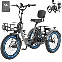 MOONCOOL Electric Trike for Adults, 500W/750W 20" Fat Tire Folding Tricycle