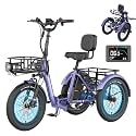 MOONCOOL Electric Trike for Adults, 500W/750W 20" Fat Tire Folding Tricycle