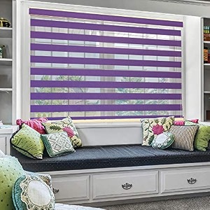 moonga polyester curtainzebra blinds for windows and doors with dual shade horizontal stripes sheer and solid fabric light controlblackout blinds waterproof violet width 130xheight 200cm