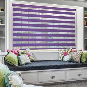 moonga polyester curtainzebra blinds for windows and doors with dual shade horizontal stripes sheer and solid fabric light controlblackout blinds waterproof violet width 115xheight 160cm