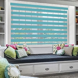 moonga polyester curtainzebra blinds for windows and doors with dual shade horizontal stripes sheer and solid fabric light controlblackout blinds waterproof blue width 154xheight 150cm
