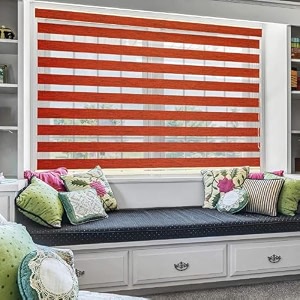 moonga polyester curtainzebra blinds for windows and doors with dual shade horizontal stripes sheer and solid fabric light controlblackout blinds waterproof red width 148xheight 200cm