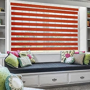 moonga polyester curtainzebra blinds for windows and doors with dual shade horizontal stripes sheer and solid fabric light controlblackout blinds waterproof red width 152xheight 150cm