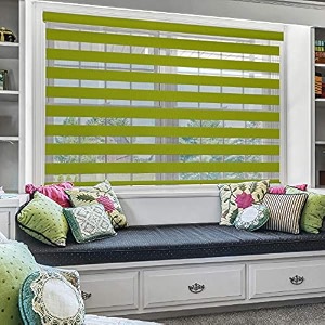 moonga polyester curtainzebra blinds for windows and doors with dual shade horizontal stripes sheer and solid fabric light controlblackout blinds waterproof green width 144xheight 200cm