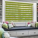 Moonga Polyester Curtain/Zebra Blinds for Windows and Doors with Dual Shade, Horizontal Stripes, Sheer and Solid Fabric, Light Control/Blackout Blinds, Waterproof (Green) Width 110XHEIGHT 180CM