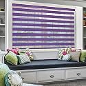 Moonga Polyester Curtain/Zebra Blinds for Windows and Doors with Dual Shade, Horizontal Stripes, Sheer and Solid Fabric, Light Control/Blackout Blinds, Waterproof (Violet) Width 165XHEIGHT 160CM